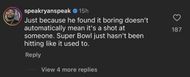 Comment under @theshaderoom where Kevin Durant completely downplayed Kendrick Lamar's performance at the Superbowl LIX Halftime Show. (Image via Instagram/@theshaderoom)